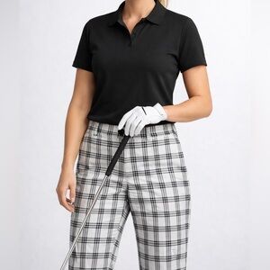 Authentic Burberry Golf Nova Check Plaid Pants Women’s 14 Gray Black